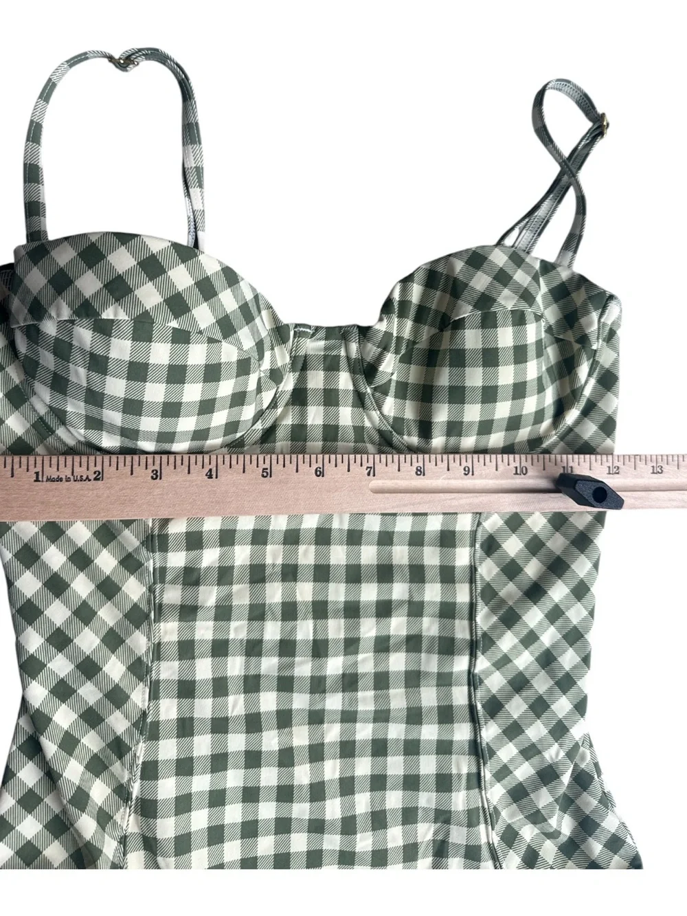 Tory Burch Green Gingham One Piece Swimsuit
